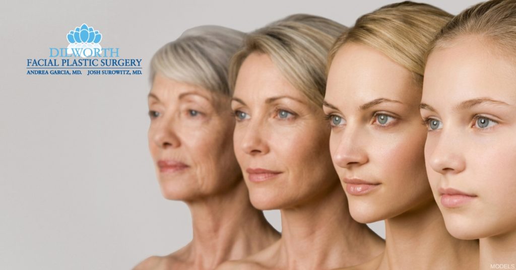 Women of different ages in side profile illustrating facial harmony and nasal aesthetics for rhinoplasty considerations (Models)