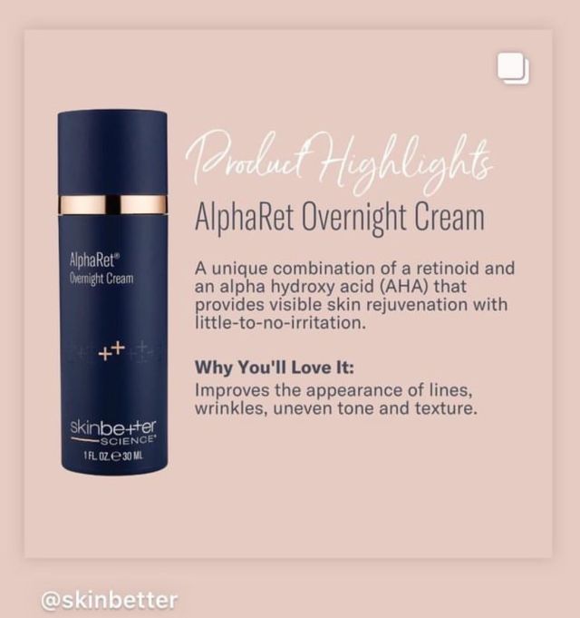 If you’re looking to add a retinol to your skincare regimen, look no further than @skinbetter AlphaRet Overnight Cream. It has all the benefits of a retinol with little to no irritation. We think you’ll 🤍 it too. ✨

#skinbetterscience #alpharetovernightcream #skincare #beautifulskin #dilworthfacialplastics #retinol