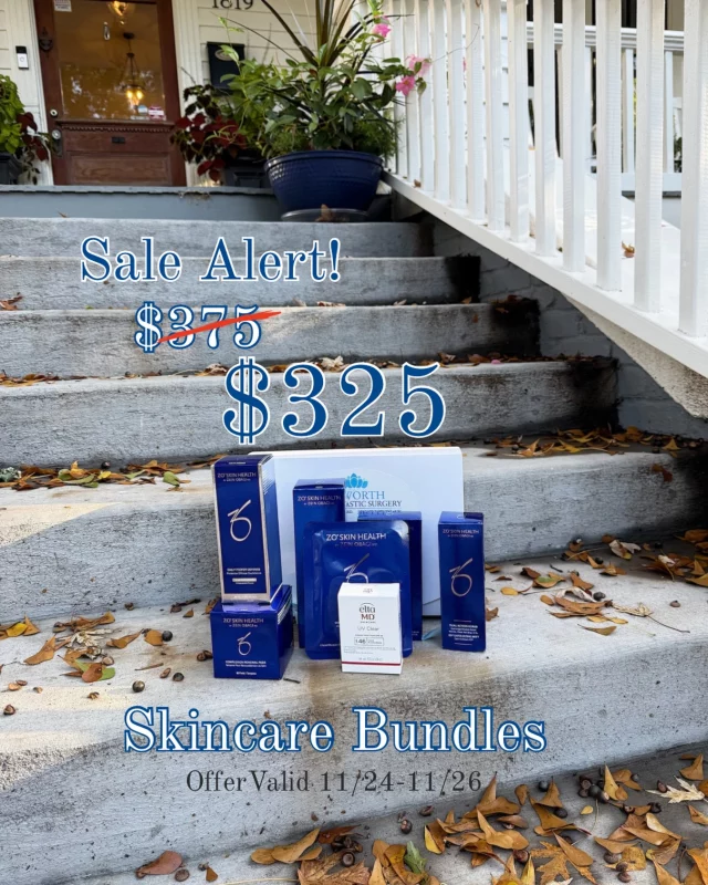 🚨ON SALE!🚨Your entire skincare routine, even better ✨
Our holiday skincare bundle is now marked down to $325 (normally $375!) — a $200+ value in savings.
Give or get glowing skin this season while supplies last 🤍 offer valid 11/24-11/26 

Includes:
Gentle Cleanser
Daily Power Defense
Complexion Renewal Pads
Renew + Replenish Duo
Dual Action Scrub
Brightening Sheet Masque
EltaMD Face Sunscreen

holiday skincare bundle, Charlotte medspa skincare, Dilworth Facial Plastics, ZO Skin Health bundle, ZO skincare sale, EltaMD sunscreen, skincare gift ideas, medspa holiday specials, Charlotte skincare deals, holiday glow routine, winter skincare essentials, glowing skin products, Black Friday skincare sale, Cyber Monday skincare sale, facial skincare routine bundle, limited edition skincare set, sensitive skin friendly products, dermatologist recommended skincare, anti-aging skincare routine, Charlotte aesthetic clinic, top skincare products 2024, skincare savings, glowing skin Charlotte, holiday beauty deals, medical grade skincare bundle